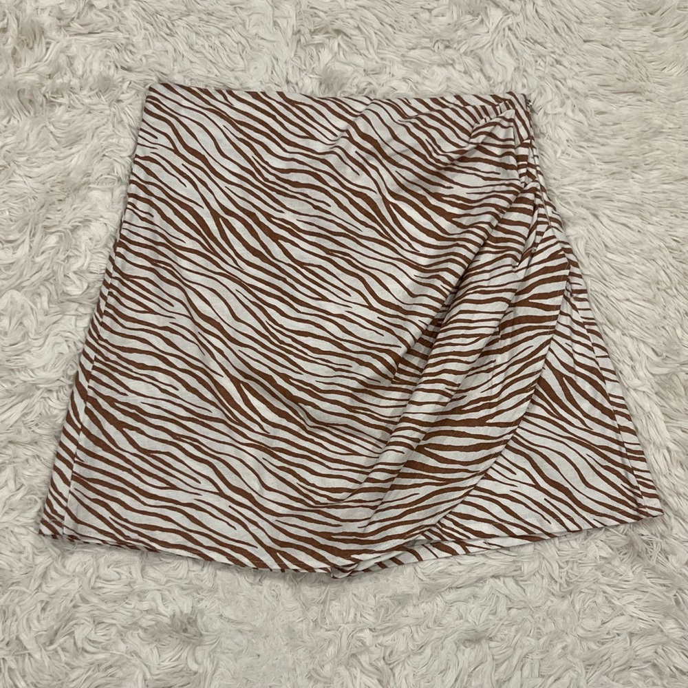 Zara Brown and White Zebra Print Skort